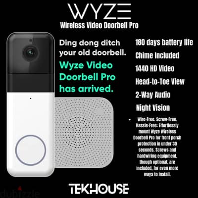 Wyze Wireless Video Doorbell Pro (Chime Included), 1440 HD