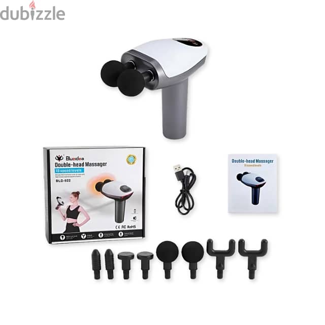 Double Head Massage Gun – Deep Muscle Massager, 10 Speeds, 8 Heads 12