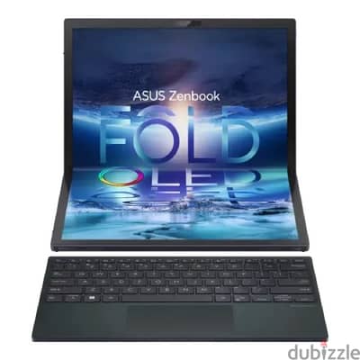 ASUS ZenBook 17 Fold OLED laptop with wireless keyboard and pouch