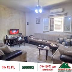 59000$!! Apartment for sale in Sin El Fil