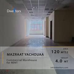 Warehouse for rent in MAZRAAT YACHOUAA - 120 MT2 - 4.0 M Height 0