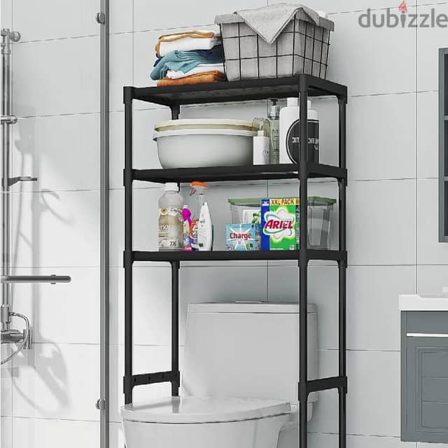 Over Toilet Storage Shelf - 3 Tier Washing Machine Rack, B/W 4