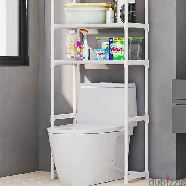 Over Toilet Storage Shelf - 3 Tier Washing Machine Rack, B/W 6