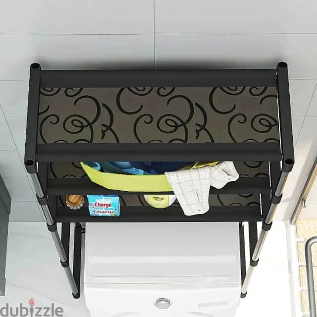 Over Toilet Storage Shelf - 3 Tier Washing Machine Rack, B/W 7