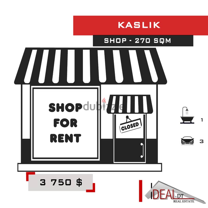 Shop for rent in kaslik 270 SQM محل للايجار في منطقة الكسليك REF#YC119 0