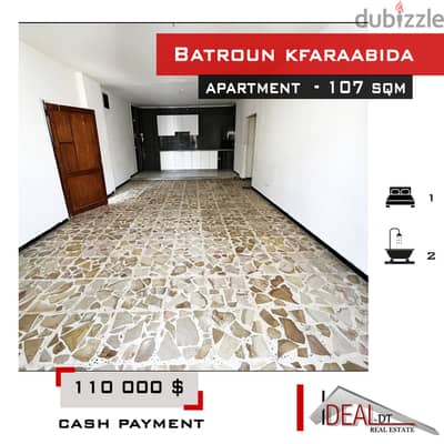 Apartment for sale in Batroun kfaraabida 107 SQM REF#jcf3236