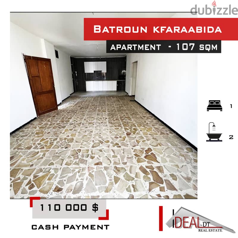 Apartment for sale in Batroun kfaraabida 107 SQM REF#jcf3236 0