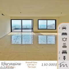 Kfaryassine | Brand New 2 Bedrooms Apt + Tarrace | Open View | New Bld 0