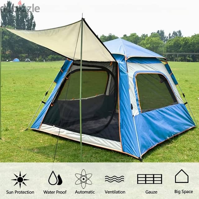 Automatic Camping Tent for 3-4 Campers, Sky Blue Outdoor Tent خيمة 1