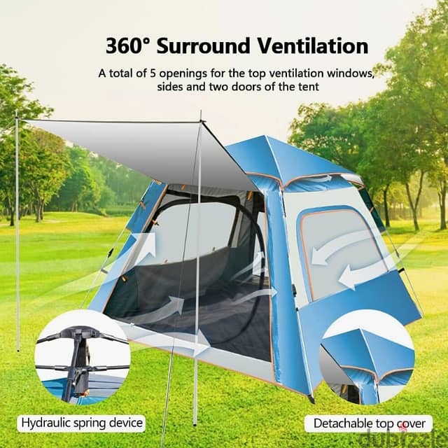 Automatic Camping Tent for 3-4 Campers, Sky Blue Outdoor Tent خيمة 2