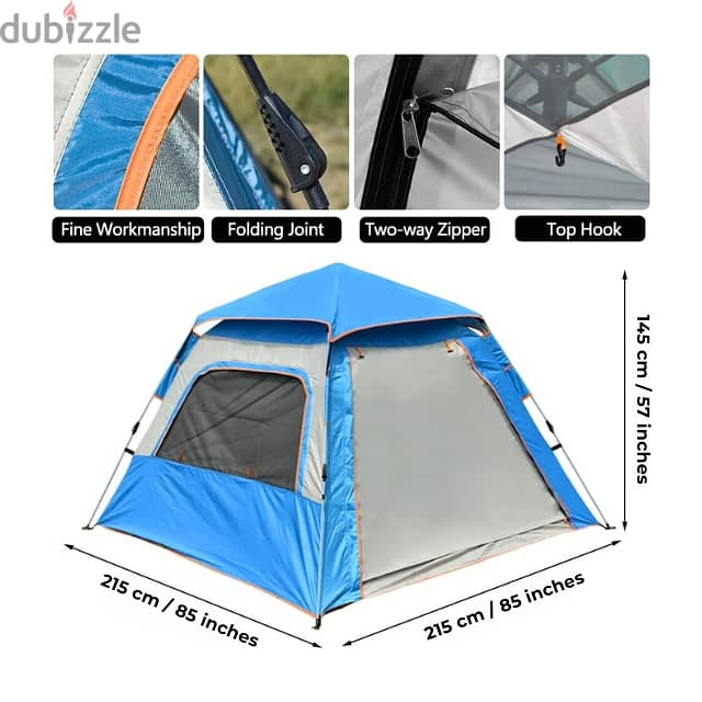 Automatic Camping Tent for 3-4 Campers, Sky Blue Outdoor Tent خيمة 4