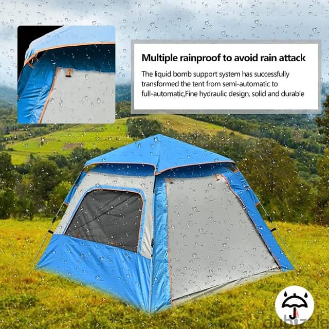 Automatic Camping Tent for 3-4 Campers, Sky Blue Outdoor Tent خيمة 6