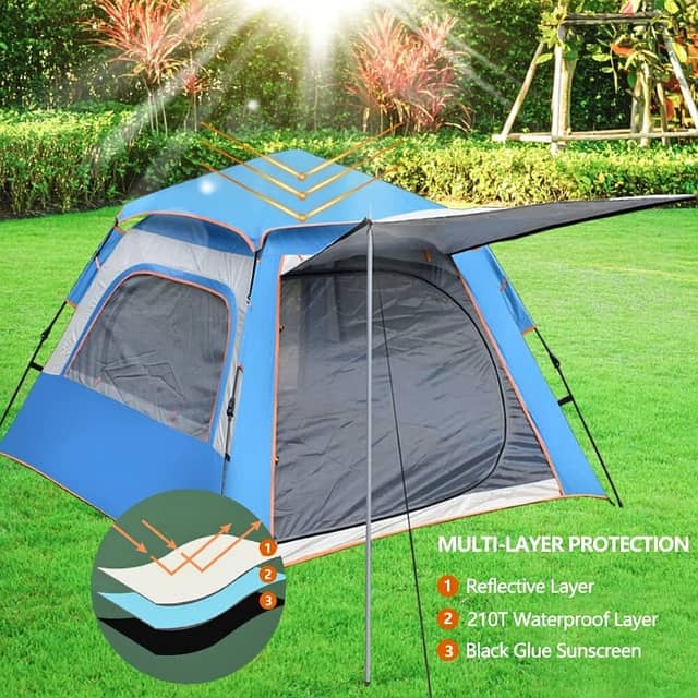 Automatic Camping Tent for 3-4 Campers, Sky Blue Outdoor Tent خيمة 7