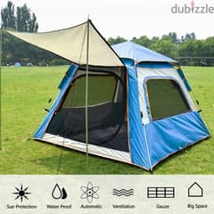 Automatic Camping Tent for 3-4 Campers, Sky Blue Outdoor Tent خيمة