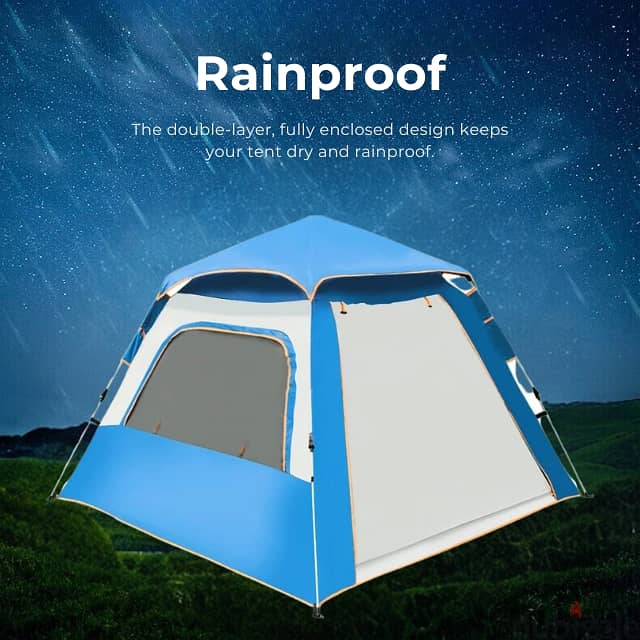 Automatic Camping Tent for 3-4 Campers, Sky Blue Outdoor Tent خيمة 5