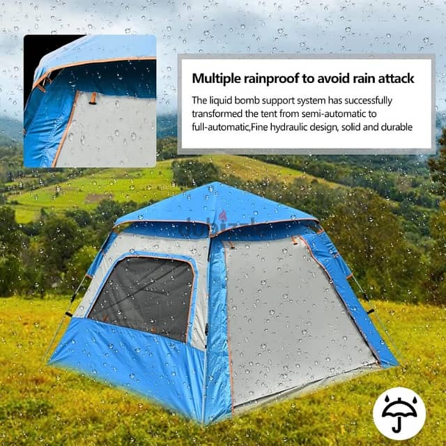 Automatic Camping Tent for 3-4 Campers, Sky Blue Outdoor Tent خيمة 6