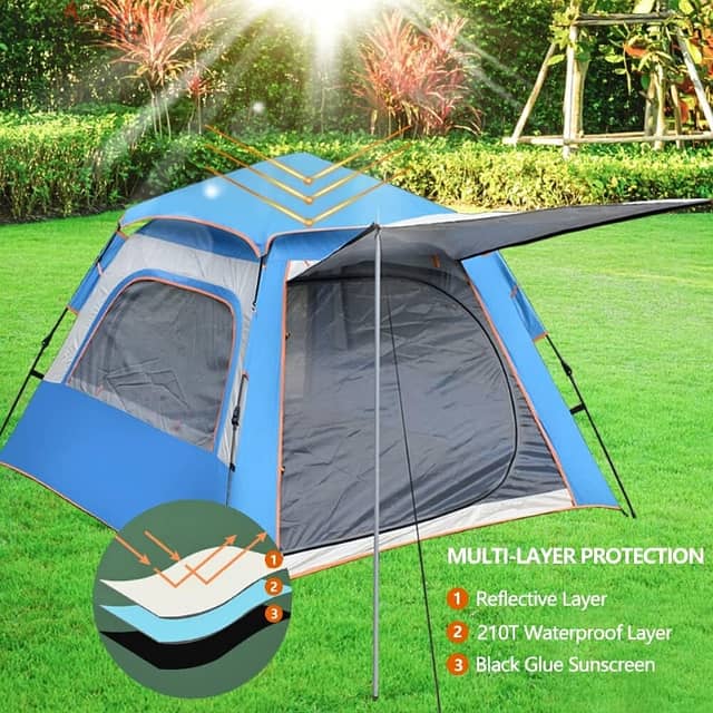 Automatic Camping Tent for 3-4 Campers, Sky Blue Outdoor Tent خيمة 7