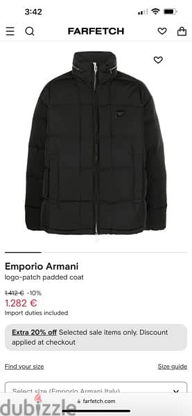 Emporio Armani logo-patch padded coat 0