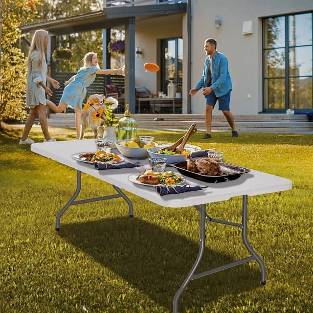 Folding Picnic Table for Outdoor Camping, BBQ & Garden, White, طاولة 1