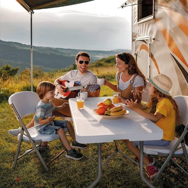 Folding Picnic Table for Outdoor Camping, BBQ & Garden, White, طاولة 2