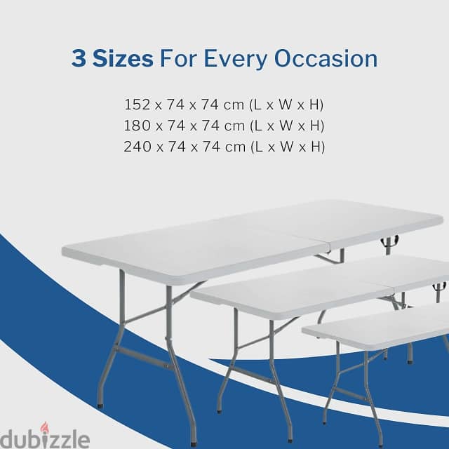 Folding Picnic Table for Outdoor Camping, BBQ & Garden, White, طاولة 3