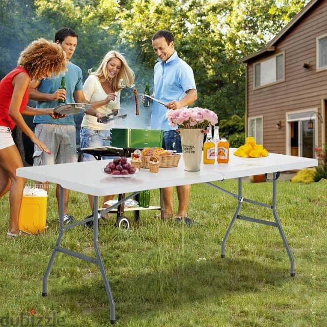 Folding Picnic Table for Outdoor Camping, BBQ & Garden, White, طاولة 8