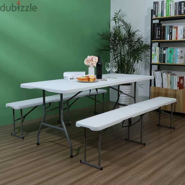 Folding Picnic Table for Outdoor Camping, BBQ & Garden, White, طاولة 9