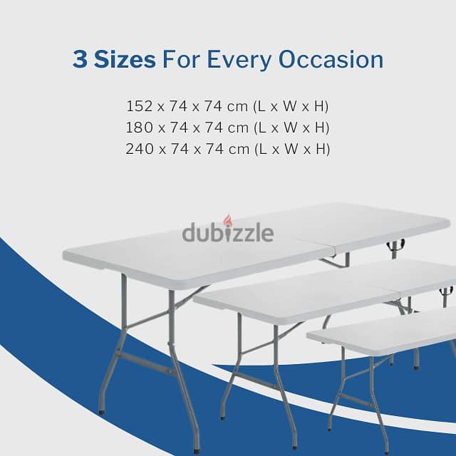 Folding Camping Table for Outdoor Picnics, BBQ & Garden, White, طاولة 3