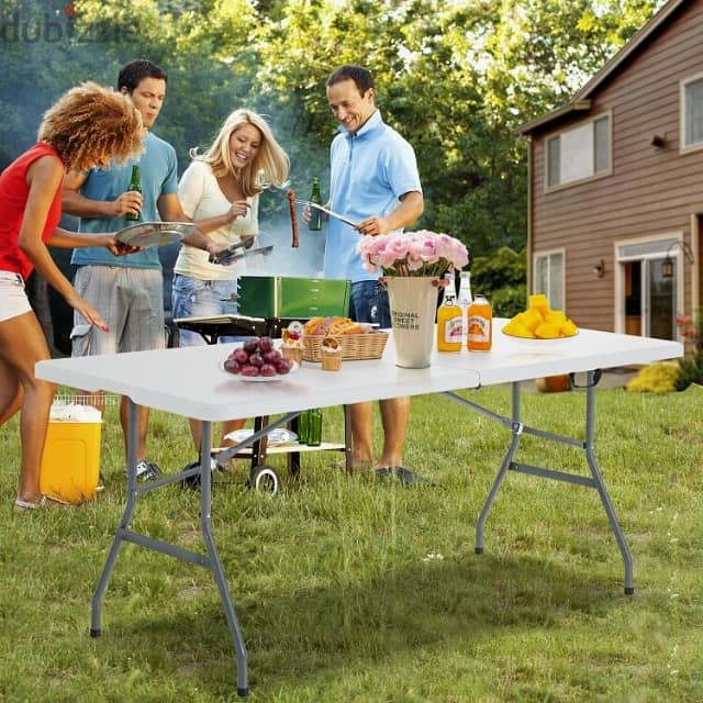 Folding Camping Table for Outdoor Picnics, BBQ & Garden, White, طاولة 8