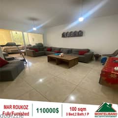 110000$!! Fully Furnished Apartment for sale in Mar Roukoz