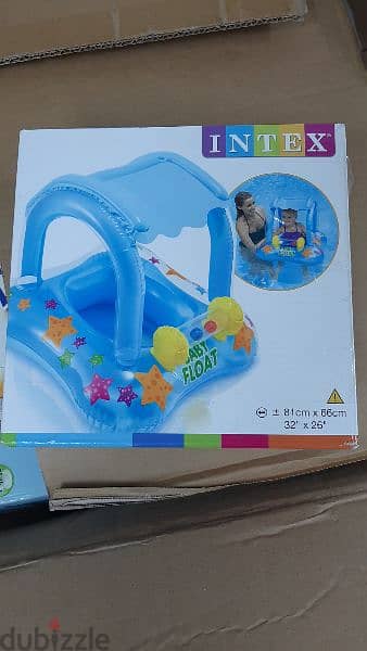 5 items:2 Intex baby floats +baby neck ring +float ring +boat mcqueen 5