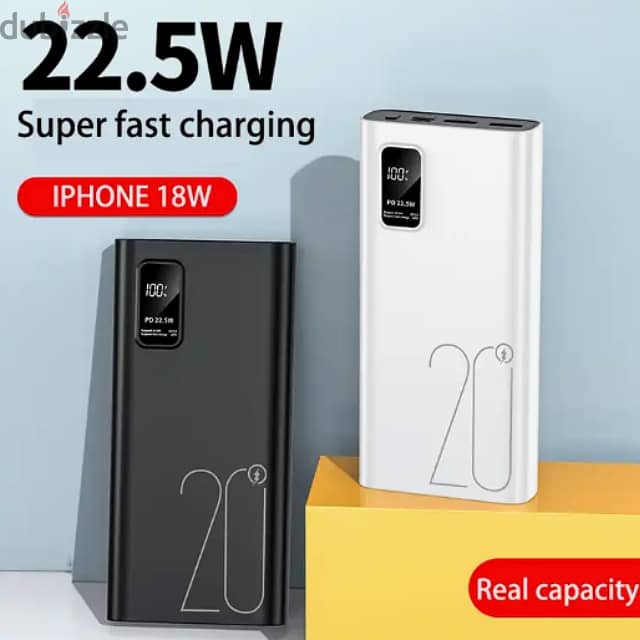 Fast-Charging Power Bank 20000mAh, USB and Type C Charger 4