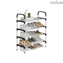 Metal Shoe Rack, 4-Tier Minimalist Shoe Organizer Stand, Black 0