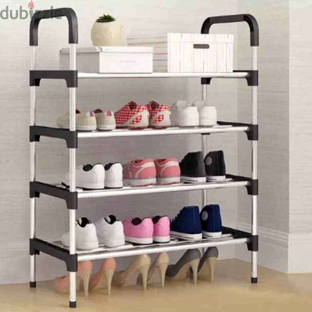 Metal Shoe Rack, 4-Tier Minimalist Shoe Organizer Stand, Black 2