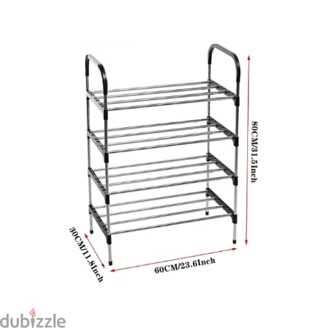 Metal Shoe Rack, 4-Tier Minimalist Shoe Organizer Stand, Black 4