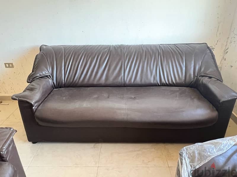 Leather Sofa and 2 chairs 1