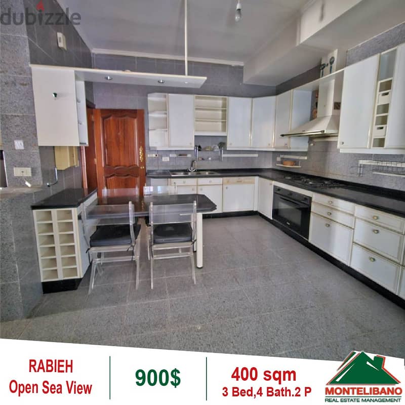 900$!! Fully Furnished&Sea View Apartment for rent in Rabieh 5