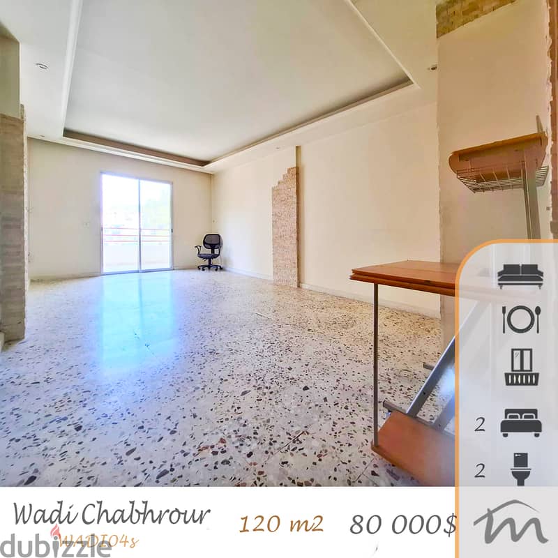 Wadi Chahrour | 120m² 2 Bedrooms Apartment | 2nd Floor | Catchy Deal 0