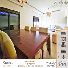 Bsaba | Furnished/Equipped 110m² + 50m² Terrace | 2 Bedrooms 0