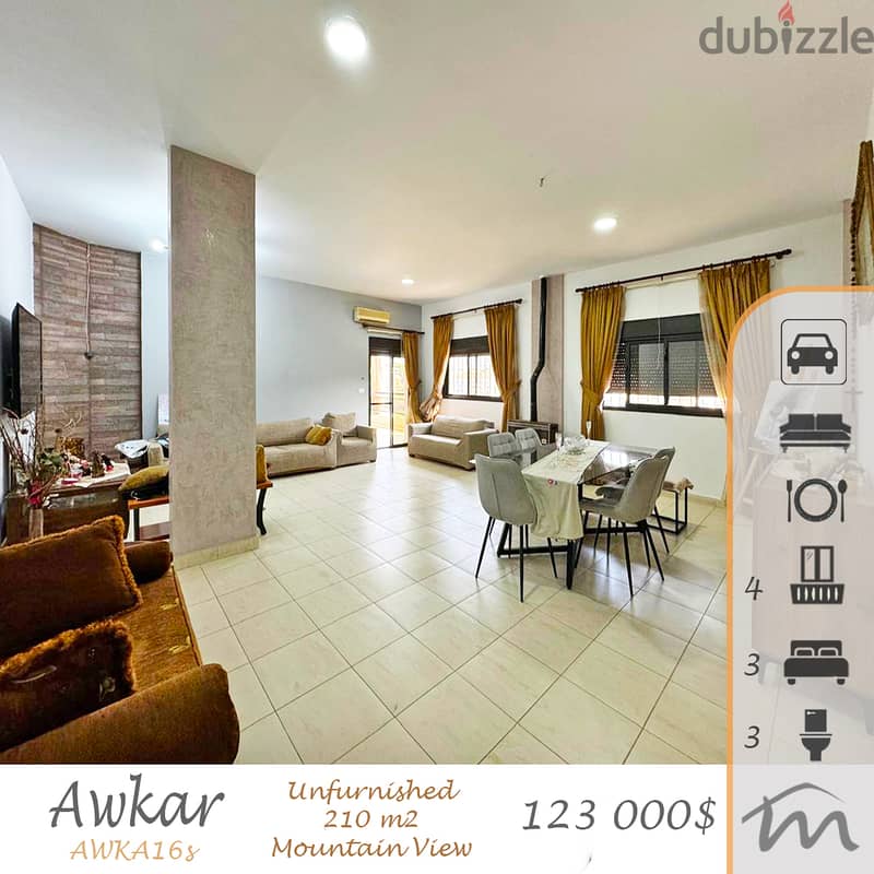 Awkar | 647$/m² | Renovated 190m² | 4 Balconies | Solar Panels | Catch 0