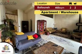 Ballouneh 465m2 Apartment / Warehouse | Road Level | New | Catch |