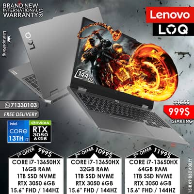 LENOVO LOQ 15IRX9 83DV00JY i7-13650HX RTX 3050 144HZ GAMING LAPTOPS