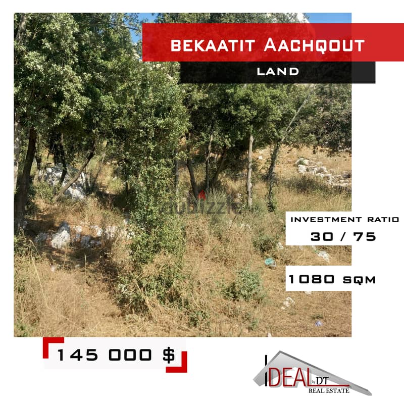 Land for sale in Bekaatit Aachqout 1080 sqm ref#kz262 0