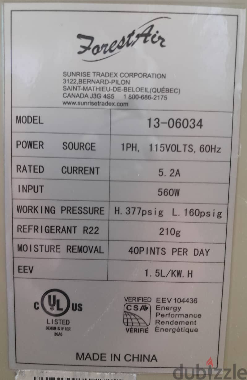 Dehumidifier Forestair 13-06034 3