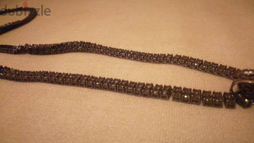 Real Silver Chain (185 gr) with Black Stones & Silver Christ Pendant 1