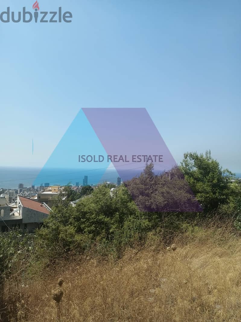 A 1304 m2 land having an open sea view for sale in Mezher/Bsalim 1