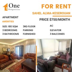 FURNISHED Apartment for RENT,in SAHEL ALMA/KESEROUAN. 0