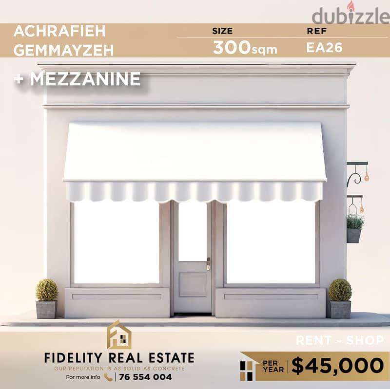 Shop with mezannine for rent in Gemmayze EA26 محل تجاري  في الجميزة 0