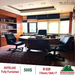 500$!! Fully Furnished Office for rent in Antelias