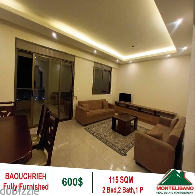 600$!! Fully Furnished Apartment for rent in Baouchrieh 1